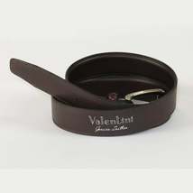 Men VALENTINI Stitched Leather Belt Classic Pin Buckle Business Dress V711 Wine image 6