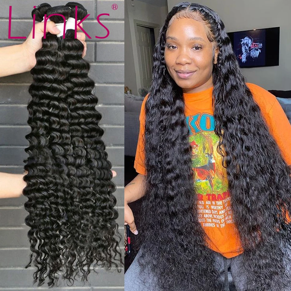 Links Brazilian Human Hair Weave Bundles 3 4 loose deep Wave 28 30 40 Inch - £21.95 GBP+