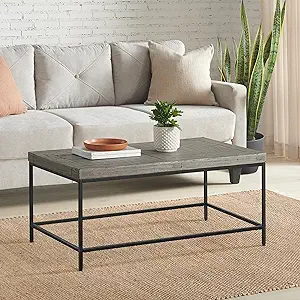 Lavish Home Coffee Table - Industrial Modern Table with Wood Top and Met... - $247.99