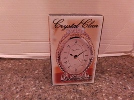 Crystal Clear 24% Lead Crystal Shelf Mantle Clock. Made In Taiwan - $14.85