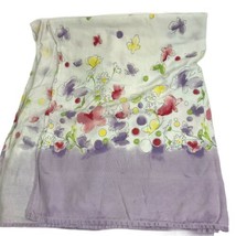 Vintage Avon Tablecloth Cotton Butterfly Flowers Purple Fairy Cottage core 60x94 - £23.29 GBP