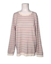 Talbots Think Knit Stripes Sweater Top Size L Back Zip Patriotic Stretch... - £13.50 GBP