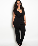 H.B.G.B. Womens Wrap Front Jumpsuit Lace Straight Legs Black Plus Size 1X - £39.07 GBP