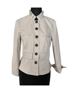 Cache Denim Cotton Front Button Jacket Stretch Ruffle Neck ZIP SLEEVE NW... - $70.02 CAD