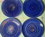 Set of Four (4) ~ Mainstays ~ 7.5&quot; Dia ~ Blue Swirl Salad Plates ~ Stone... - $29.92