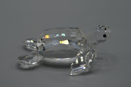 Cut Crystal Sea Turtle Figurine 700g Clear Body Black Eye Tortoise Unmarked - $48.37