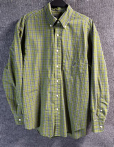 VTG Nautica Shirt Mens Large Green Plaid 80&#39;s Two Ply Cotton Long Sleeve... - £15.75 GBP