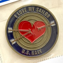 US Navy I Love My Sailor Red Heart Target Color Challenge Coin &amp; Plastic Case - £15.81 GBP
