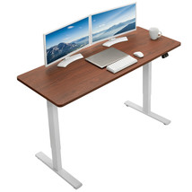 VIVO Electric 60 x 24 Stand Up Desk | Dark Walnut Table Top, White Frame - £354.69 GBP