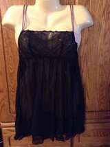 Affinitas Georgina 748 babydoll chemise nightie black w/ violet M L XL New - $24.99