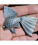 Sterling Silver Tropical Fish Brooch Pendant Long Tail and Scales - £21.87 GBP