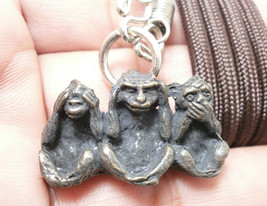 3 Wise Monkeys See Hear Speak No Evil Amulet Pendant Necklace Rich Lucky Success - £20.52 GBP