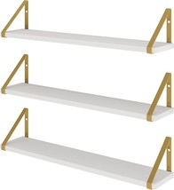 Wallniture Ponza White Floating Shelves For Wall, 24&quot; Wall Shelves For Living - £41.20 GBP