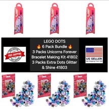 6 PACKS LEGO DOTS Unicorns Forever Bracelet Making Kit 41802 Glitter Shine 41803 - £21.01 GBP