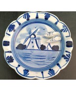 Vintage Delft Blue Holland Ashtray Clog Shoes &amp; Windmill  4&quot;  Hand-painted - $14.00