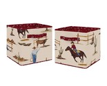 Sweet Jojo Designs Tan and Red Cowboy Foldable Fabric Storage Cube Bins ... - £55.98 GBP