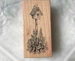 Birdhouse Hollyhock Flowers Rubber Stamp PSX E-116 USA Made 3&quot; High  - $13.97