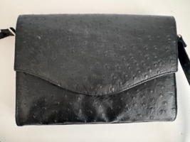 Vintage Bueno Collection Black Ostrich Crossbody Faux Leather Handbag - $24.74