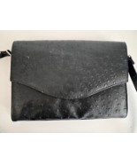 Vintage Bueno Collection Black Ostrich Crossbody Faux Leather Handbag - $453.83 MXN
