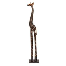3&#39; Foot Tall Hand Carved Wooden African Baby Giraffe Statue Sculpture - £38.70 GBP