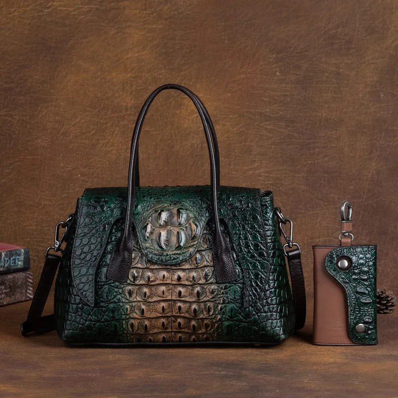  Vintage Women Shoulder Bag Crocodile Female Bags For Woman Luxury  Leather Hand - £62.65 GBP
