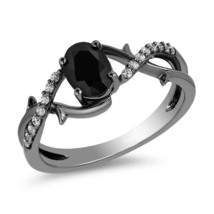 Enchanted Disney Vivacious Villains Black Oval Ring, Maleficent Engagement Ring - £96.73 GBP