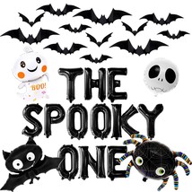 , The Spooky One Balloons Set - Large, Pack Of 28 | The Spooky One Birthday Deco - £25.78 GBP