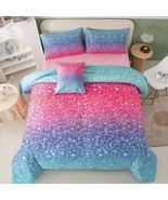 Girls Comforter Set Twin Size 6 Piece Bed In A Bag 3D Colorful Rainbow B... - £70.12 GBP