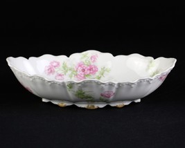 Haviland Limoges Schleiger 64D Pink Carnations Oval Olive Dish, Antique ... - $40.00