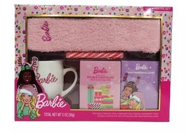 Barbie Cozy Cocoa &amp; Pink Hot chocolate Gift Set 2023 Logo Fuzzy Socks &amp; Mug NIB - £26.10 GBP