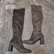 Marc Fisher Black suede thigh high heeled boots Size 7 - £39.96 GBP