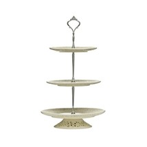 Premier Housewares 3 Tier Lace Cake Stand - Cream  - £48.65 GBP