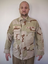 US Military AIR FORCE Desert Camo Ripstop Combat Jacket w/ Patches Small... - $39.99