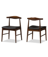 2x Elbow Style Dining Chairs Danish Mid-Century Mod Dark Walnut Solid Wo... - €222,54 EUR