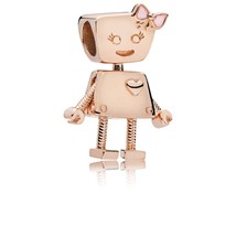 Authentic Pandora Charms 925 ALE Sterling Silver Rose Gold Bella Bot Pink Enamel - £31.85 GBP