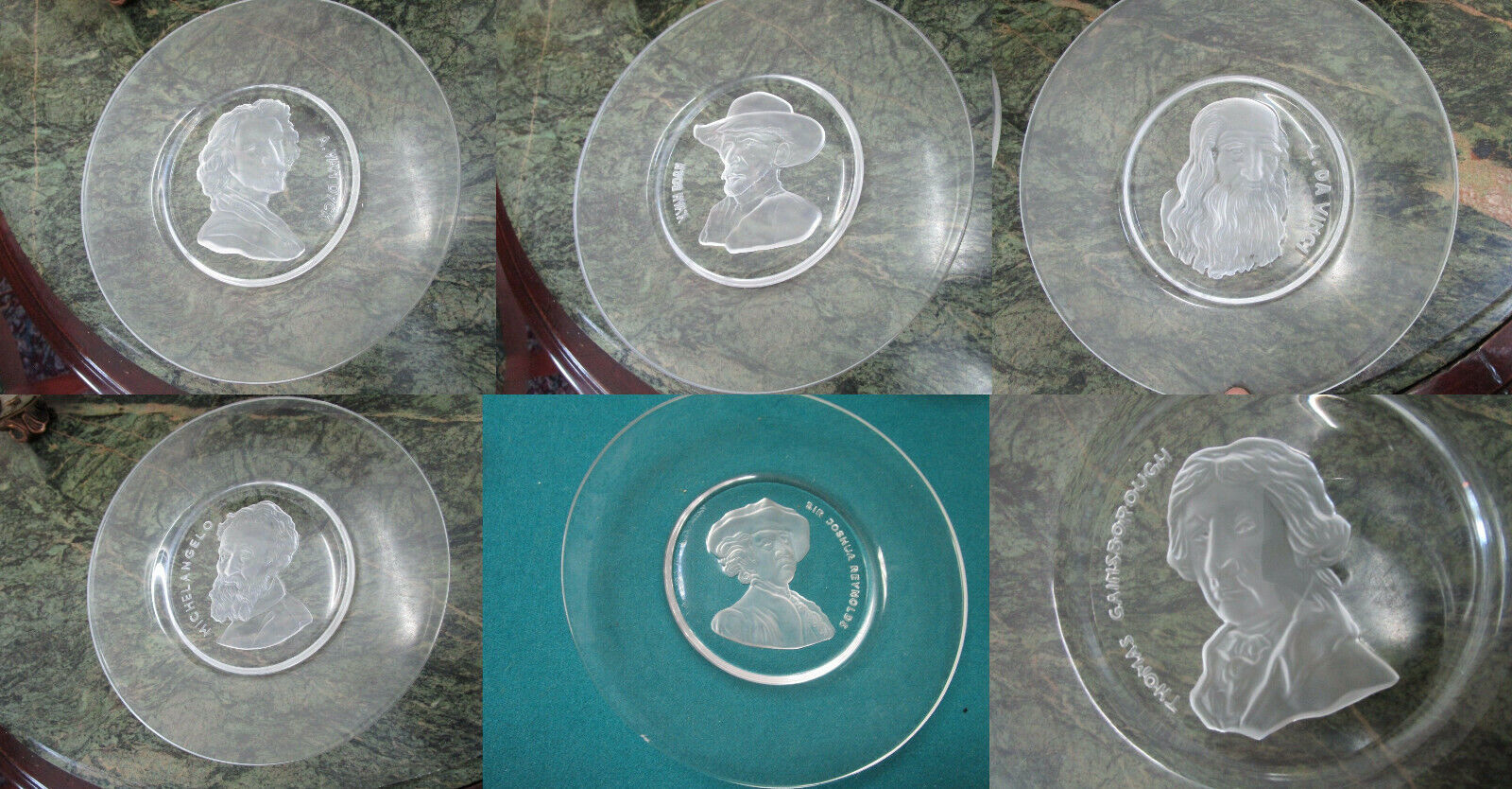 BELGIUM ORIGINAL VAL ST. LAMBERT CRYSTAL 8&quot;  PLATES ETCHED FROSTED CLEAR... - $38.99