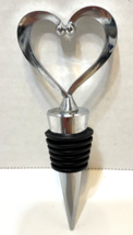 Fashioncraft Heart Deocrative Wine Bottle Stopper Topper Stainless 4.25 inches - £6.15 GBP