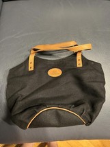 Jim Thompson Black Canvas Handbag with Leather Accents - $49.50