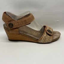 Taos FESTIVAL Women’s Leather Ankle Strap Wedge Sandals Brown Sz 9 US / 40 EUR - £38.07 GBP