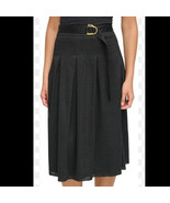 $275 nwt DONNA KARAN lattice lace belted skirt 12 black rustic chic midi... - $55.43