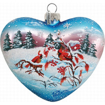 G.Debrekht General Holiday Winter Birds Heart 3.5 in. - Glass Ornament - $59.54