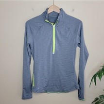 Athleta | Running Wild Gray Half Zip Pullover with Neon Yellow Trim - £21.65 GBP