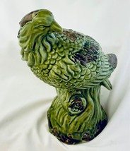 Rustic Green Ceramic Country Bird Perched on Branch Statue Home Decor Accent 10" - £22.82 GBP