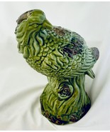 Rustic Green Ceramic Country Bird Perched on Branch Statue Home Decor Ac... - £23.00 GBP