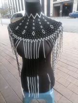 Black And White Zulu full beaded vest Handmade Zulu beadsl Zulu beaded N... - £103.95 GBP