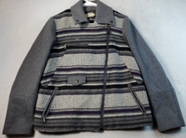 Eleven Paris Jacket Womens Size Large Gray Striped Long Sleeve Collared Side Zip - £27.28 GBP