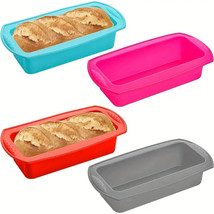 Set Of Four Rectangle Silicone Bread Loaf Pans, 10.6&quot; X 5.1&quot; X 2.5&quot; NEW! - £11.65 GBP