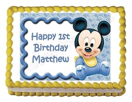 Baby Mickey Mouse Baby Shower or Birthday Edible Cake Image Cake Topper - £7.98 GBP+