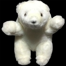 Vintage Small White Polar Bear Teddy Plush Stuffed Animal 8&quot; Tall - £11.56 GBP