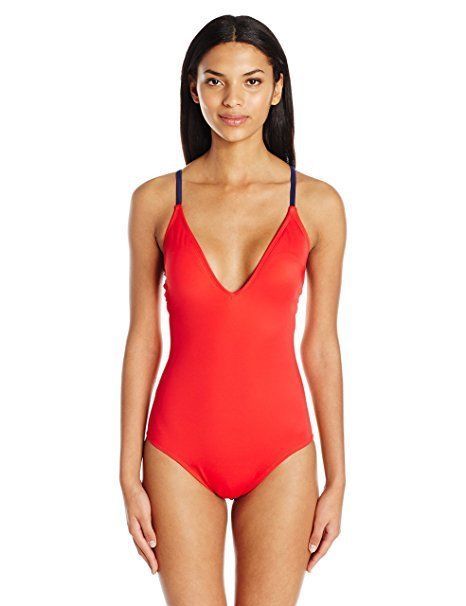 Nautica Women's Topsail Soft Cup Lace up One Piece Swimsuit, Red, SIZE MEDIUM - $69.99